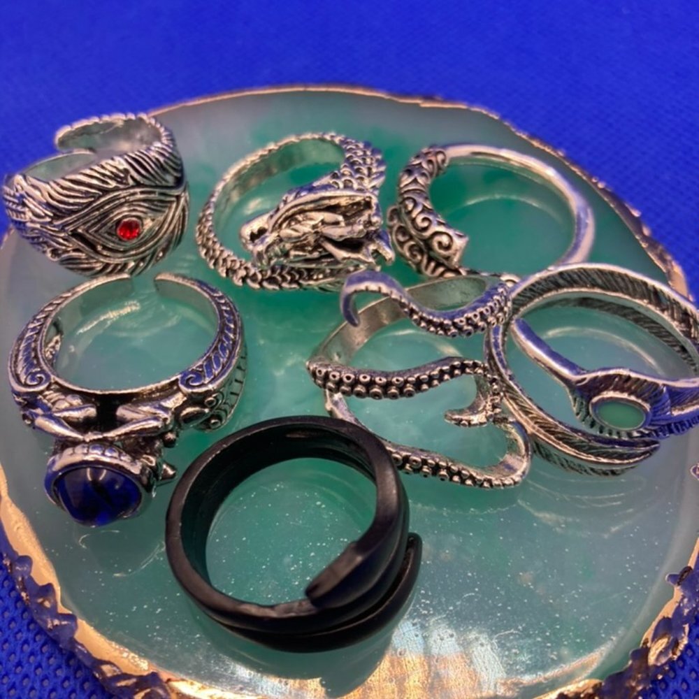 12Pcs Punk Rings for Men - Picture 7 of 10